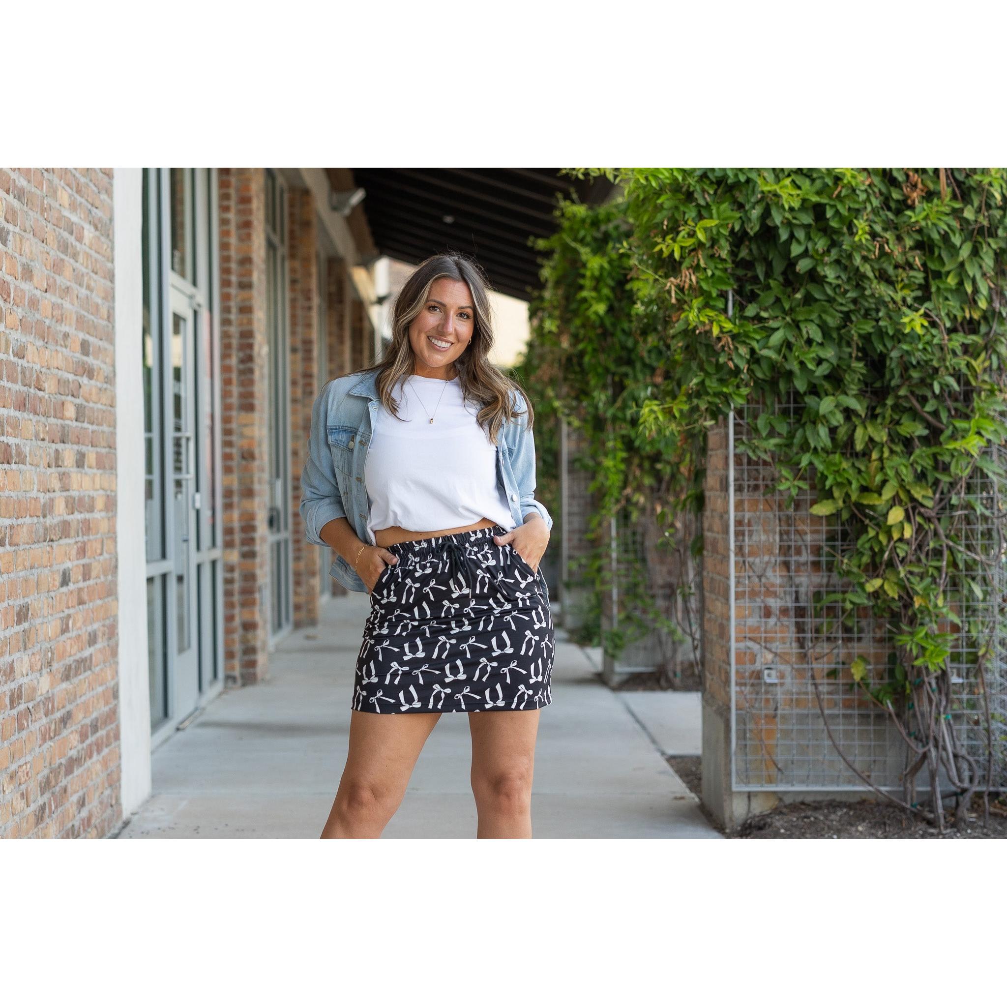 Ready to Ship | The Millie -  White Bow Jogger Skirt